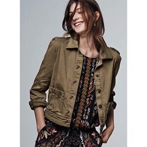 Anthropologie Hei Hei Military Utility Surplus Cropped Jacket Brown Khaki Fall M